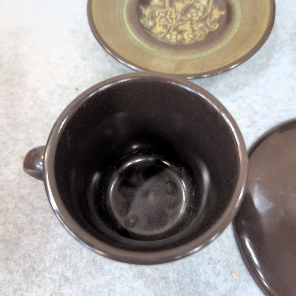 Franciscan Madeira Dark Brown Olive Green Coffee Cup and Saucer Set of 5 - Picture 7 of 10